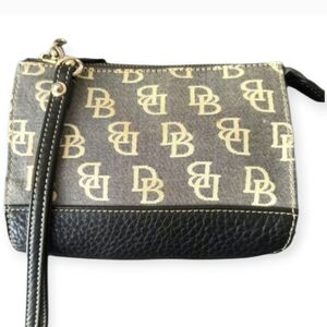 Dooney & Bourke Monogram Black and Tan Wristlet